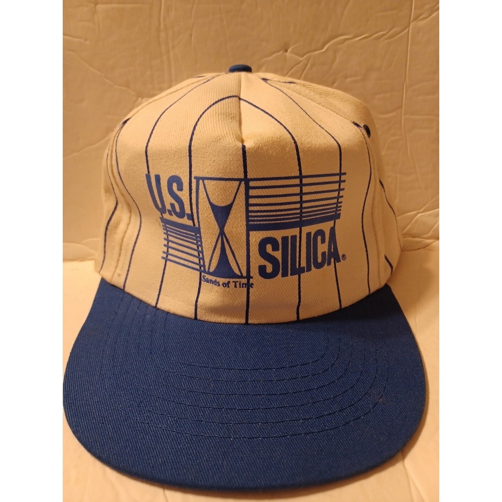 US Silica 'Sands of Time' Hat/Cap/Ballcap Blue/White Sand Mining Plant Pinstripe